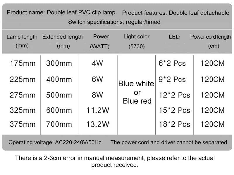 Lampe à pince Super brillante lumière LED d'aquarium pour plante aquatique grandir Aquarium lampe de synchronisation à spectre complet 220-240V 30 ~ 70CM 4W 8W 13W - Animaleriex