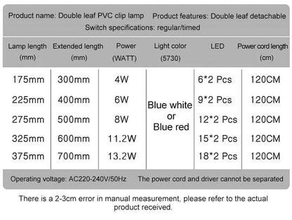 Lampe à pince Super brillante lumière LED d'aquarium pour plante aquatique grandir Aquarium lampe de synchronisation à spectre complet 220-240V 30 ~ 70CM 4W 8W 13W - Animaleriex