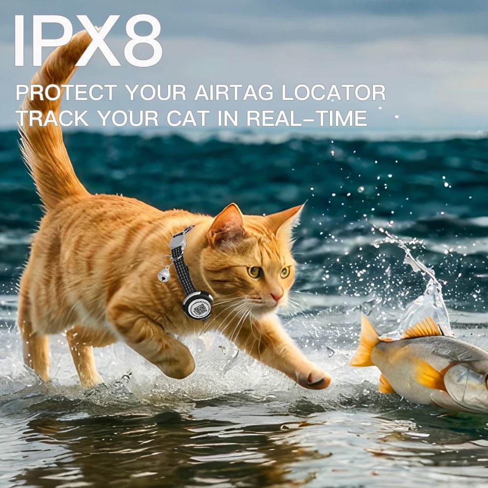 Collier de chat GPS Tracker avec étui Airtag et étiquette d'identification QR collier de chaton réfléchissant à double Protection pour chats Gatos chiot Air Tag chats - Animaleriex