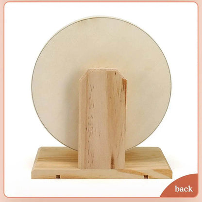 Roue de course pour Hamster, ours doré, support de ceinture en bois muet avec coussin en liège, rouleau de sport, ours doré, aménagement paysager, fournitures pour animaux de compagnie - Animaleriex
