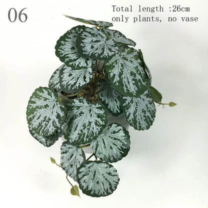 Plante de Terrarium artificielle pour amphibiens de reptiles, pour réservoir, décorations d'habitat pour animaux de compagnie, feuilles tropicales réalistes, feuille en plastique, rotin - Animaleriex