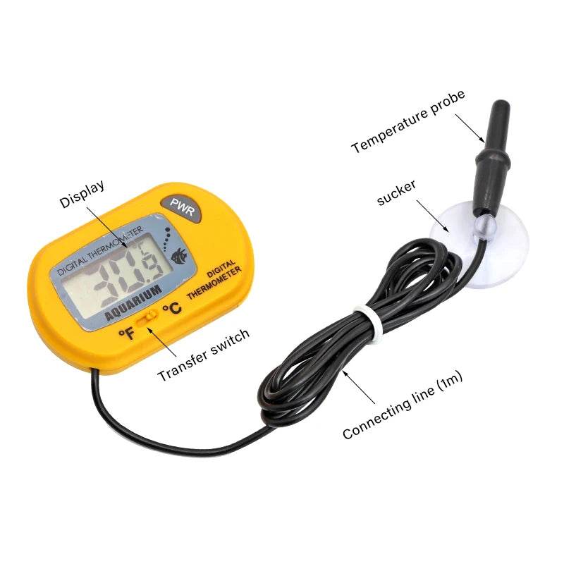 Thermomètre numérique LCD pour Aquarium, compteur de température et d'eau, détecteur de température, alarme de poisson, fournitures pour animaux de compagnie, outil aquatique - Animaleriex