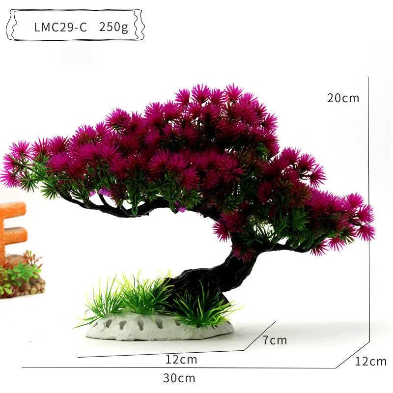 Ornements d'aquarium, plantes de Simulation, décorations d'aménagement paysager d'aquarium, plantes d'eau en plastique, fleurs, arbres, roches, accessoires - Animaleriex