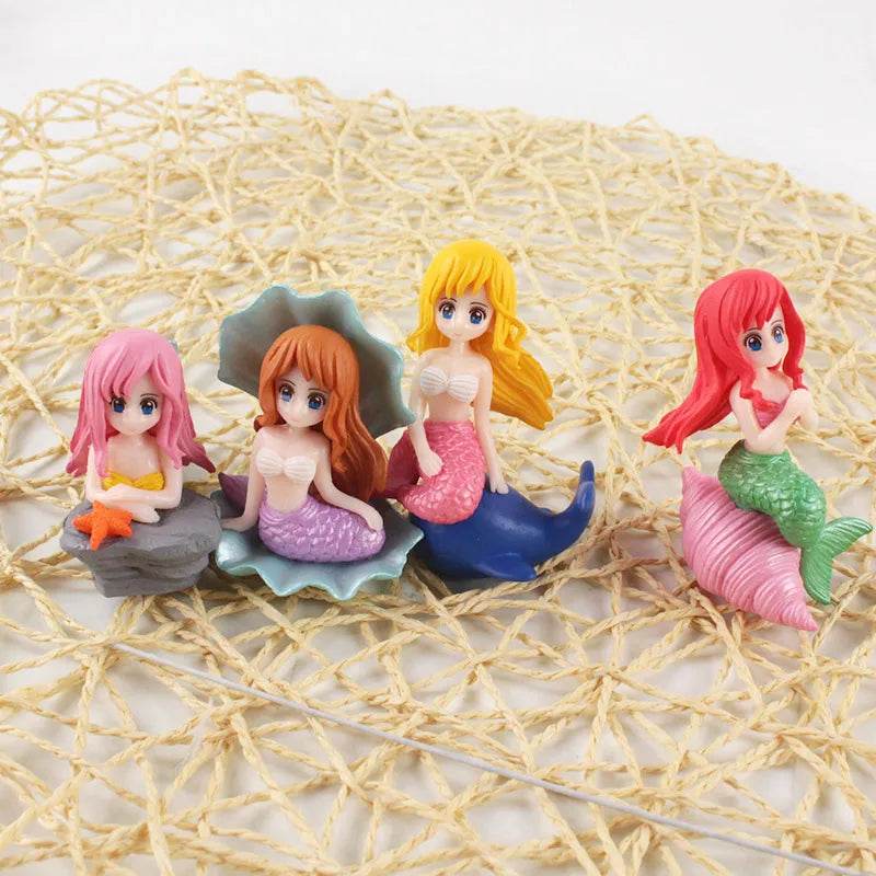 Décoration d'aquarium en plastique, petite sirène, Figurines miniatures, décoration de gâteau à faire soi-même, accessoires artisanaux de bureau - Animaleriex