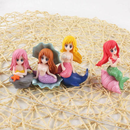 Décoration d'aquarium en plastique, petite sirène, Figurines miniatures, décoration de gâteau à faire soi-même, accessoires artisanaux de bureau - Animaleriex