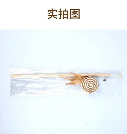 1PC Teaser plume jouets chaton drôle coloré tige chat baguette jouets bois animal chat jouets interactif bâton animal chat fournitures - Animaleriex