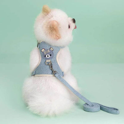 Ensemble de laisse de harnais pour animaux de compagnie, mignon, pour petits chiens de taille moyenne, chat, laisse de marche, Chihuahua, lapin, gilet, harnais, collier de caniche, accessoires pour chiens - Animaleriex
