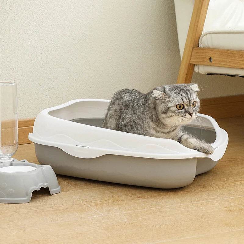 Bac à litière Semi-fermé, toilettes anti-éclaboussures pour chat, fournitures de nettoyage pour grands chatons, grand bol à excréments pour animaux de compagnie - Animaleriex
