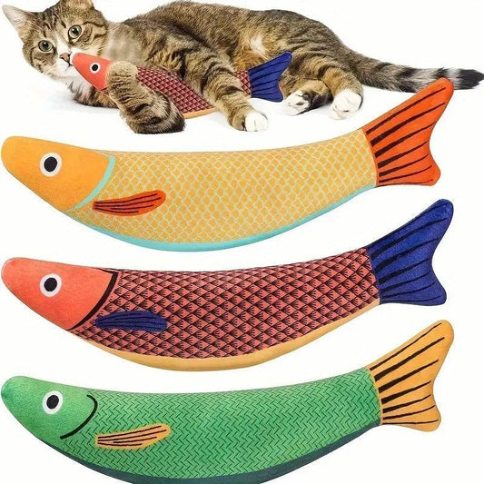 Jouet de Simulation 3D poisson herbe-aux-chats, jouet interactif en peluche pour chaton, morsure à mâcher, oreiller, fournitures pour animaux de compagnie - Animaleriex