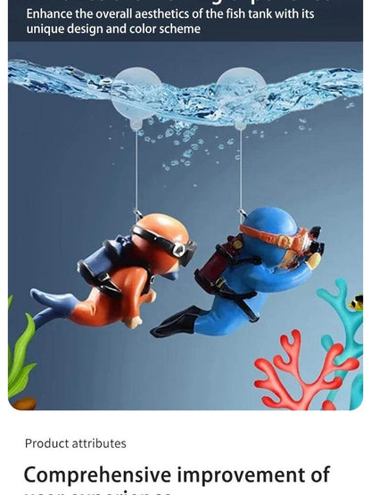 Ornement d'aquarium de plongée flottant – Décoration de plongeur sous-marin réaliste pour aquarium, ajoute du plaisir et du style à votre configuration aquatique. - Animaleriex