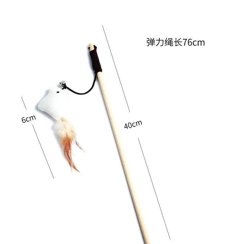 1PC Teaser plume jouets chaton drôle coloré tige chat baguette jouets bois animal chat jouets interactif bâton animal chat fournitures - Animaleriex