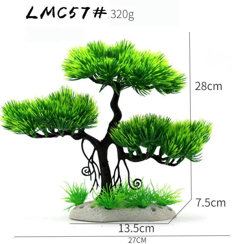 Ornements d'aquarium, plantes de Simulation, décorations d'aménagement paysager d'aquarium, plantes d'eau en plastique, fleurs, arbres, roches, accessoires - Animaleriex