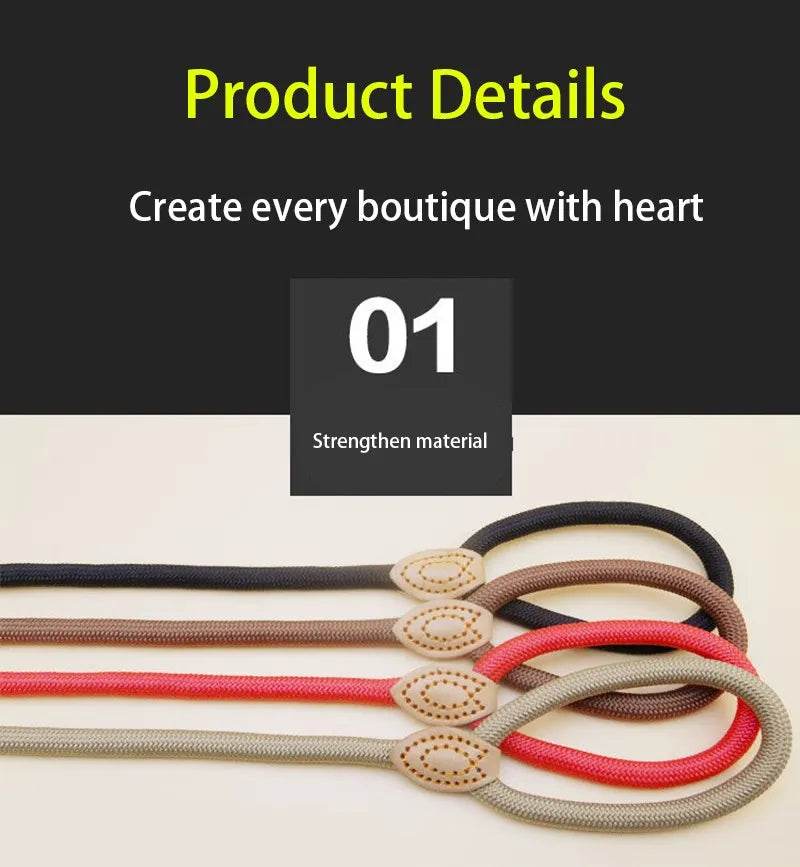 Laisse pour chien, corde coulissante, laisse en plomb, corde tressée robuste, collier à boucle réglable, laisse d'entraînement pour chiens de taille moyenne et grande - Animaleriex