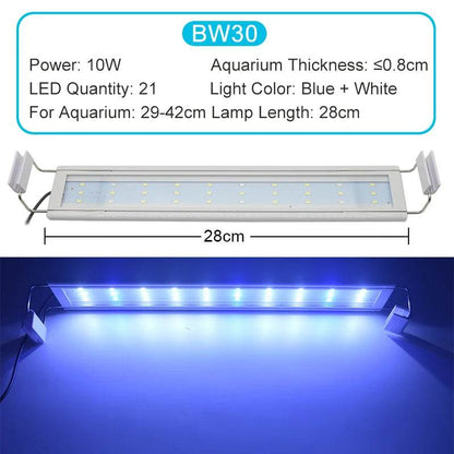 Lumière LED pour Aquarium Super mince Aquarium plante aquatique grandir éclairage étanche lumineux pince lampe bleu LED 18-72 cm pour plantes 220 v - Animaleriex
