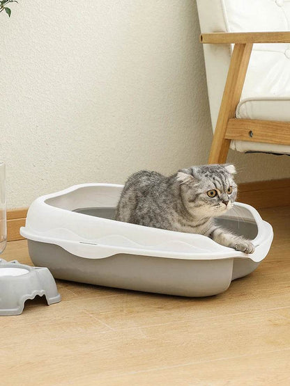 Bac à litière Semi-fermé, toilettes anti-éclaboussures pour chat, fournitures de nettoyage pour grands chatons, grand bol à excréments pour animaux de compagnie - Animaleriex