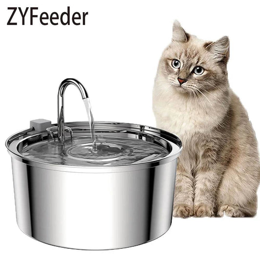 Distributeur d'eau pour animaux de compagnie en acier inoxydable, fontaine d'eau automatique pour chat, USB, électrique muet pour chat et chien, fontaine filtrante, bol à boire intelligent - Animaleriex