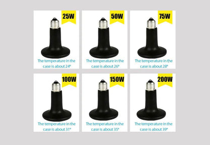Lampe chauffante en céramique pour animaux de compagnie, à infrarouge lointain, 25W, 50W, 75W, 100W, 150W, 200W, 110V, 220V, pour reptiles, tortues, couveuse, émetteur de chaleur - Animaleriex