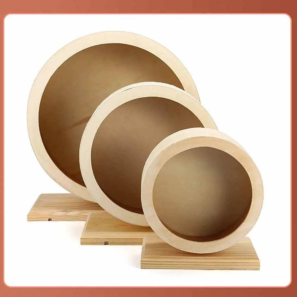 Roue de course pour Hamster, ours doré, support de ceinture en bois muet avec coussin en liège, rouleau de sport, ours doré, aménagement paysager, fournitures pour animaux de compagnie - Animaleriex