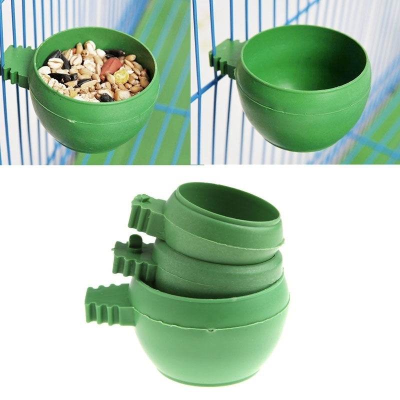 Mini bol d'eau et de nourriture en plastique vert pour perroquets, 3 pièces/ensemble, mangeoire en plastique pour oiseaux, Pigeons, Cage, tasse de sable, outil d'alimentation, accessoire - Animaleriex