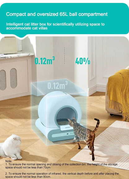 Tonepie Smart Automatique Chat Toilettes Autonettoyantes Toilettes Pour Animaux De Compagnie Entièrement Fermées Versions Anglaises 65L - Animaleriex