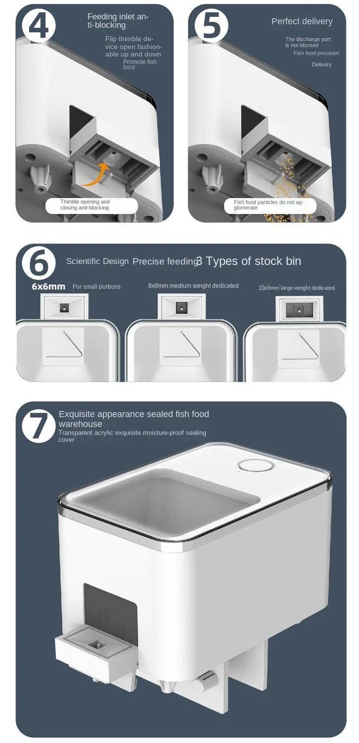 Alimentation automatique pour Aquarium, synchronisation/Wifi, sans fil, application pour téléphone Intelligent, haut-parleur Intelligent, télécommande vocale, alimentation des poissons - Animaleriex