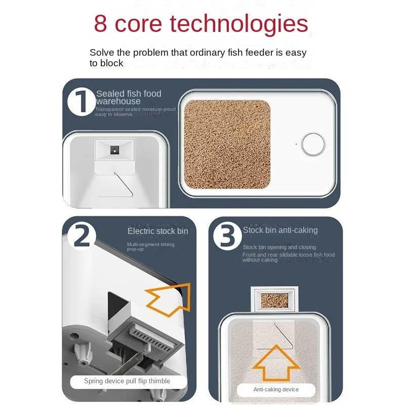 Alimentation automatique pour Aquarium, synchronisation/Wifi, sans fil, application pour téléphone Intelligent, haut-parleur Intelligent, télécommande vocale, alimentation des poissons - Animaleriex