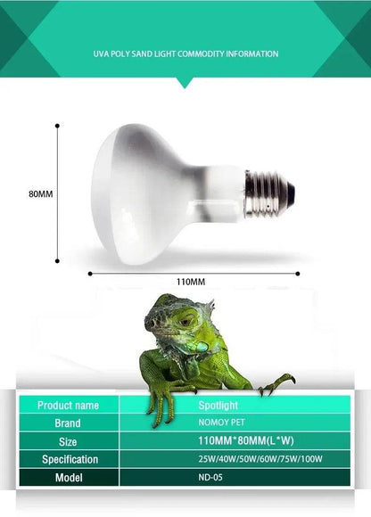 25W-100W Reptile UVA + UVB lampe ampoule tortue se prélasser UV ampoules lampe chauffante tortue lézards Terrarium régulateur de température - Animaleriex