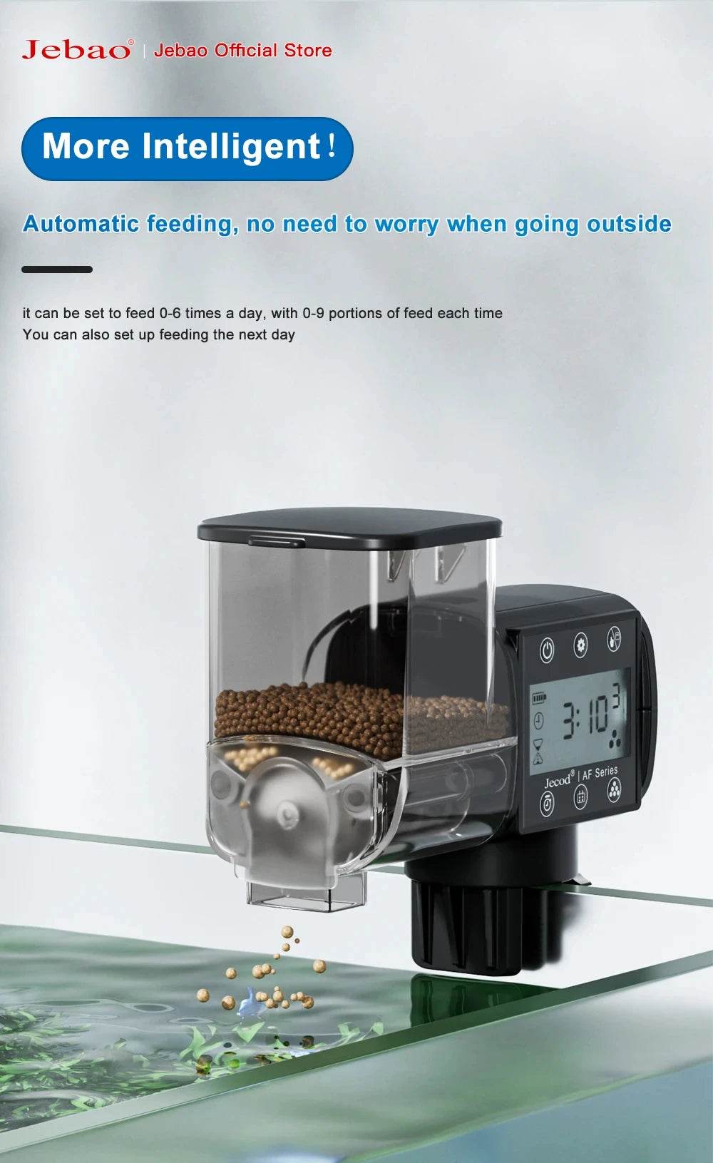 Jebao Jecod nouveau chargeur de réservoir de poissons d'aquarium mangeoire automatique intelligente synchronisation numérique Wifi télécommande sans fil alimentation des poissons - Animaleriex