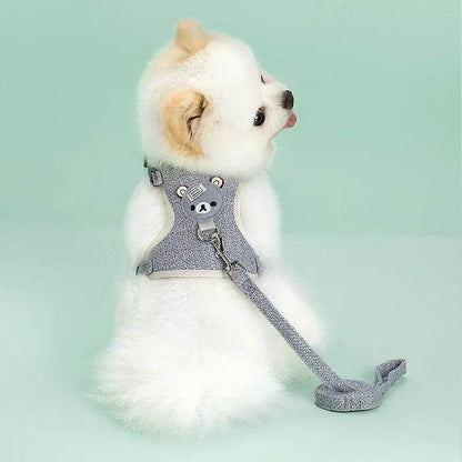 Ensemble de laisse de harnais pour animaux de compagnie, mignon, pour petits chiens de taille moyenne, chat, laisse de marche, Chihuahua, lapin, gilet, harnais, collier de caniche, accessoires pour chiens - Animaleriex
