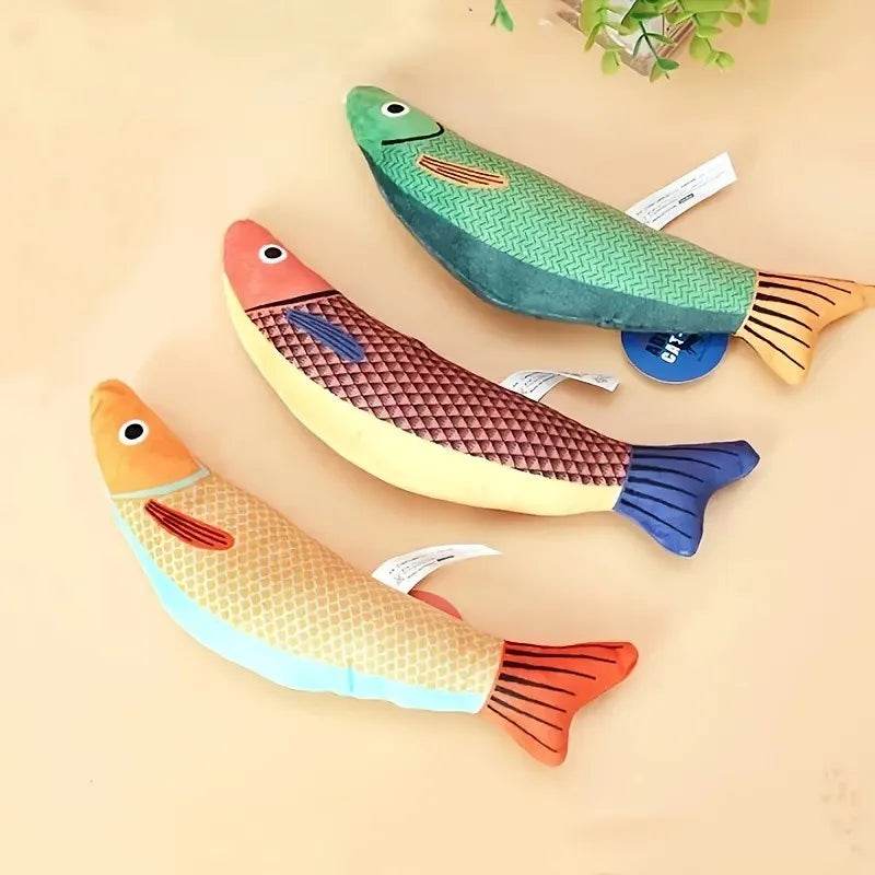 Jouet de Simulation 3D poisson herbe-aux-chats, jouet interactif en peluche pour chaton, morsure à mâcher, oreiller, fournitures pour animaux de compagnie - Animaleriex