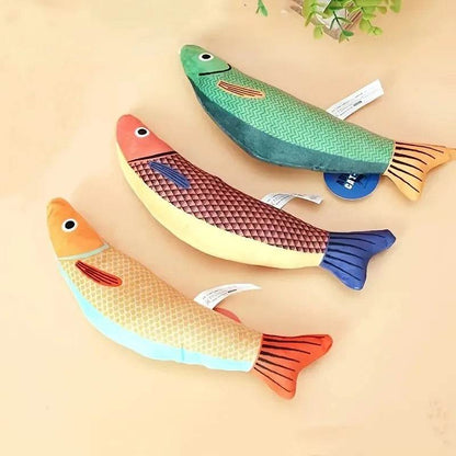 Jouet de Simulation 3D poisson herbe-aux-chats, jouet interactif en peluche pour chaton, morsure à mâcher, oreiller, fournitures pour animaux de compagnie - Animaleriex