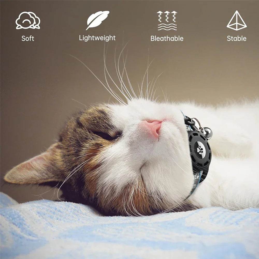Collier pour chat AirTag avec cloches, collier pour chat à boucle de sécurité avec support Airtag, colliers anti-perte pour fille, garçon, chat, chiot - Animaleriex