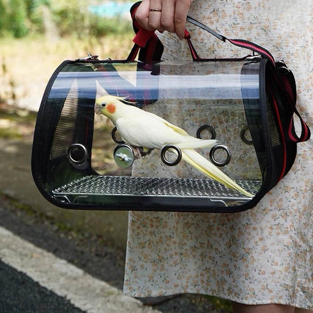 Cage de Transport pour oiseaux, transporteur de voyage avec perche, espace respirant, sac à dos de sortie pour perroquet, sac multifonctionnel pour oiseaux en plein air - Animaleriex