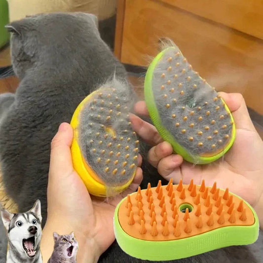 Chat chien brosse à vapeur brosse à vapeur pulvérisateur électrique pour Massage outil de toilettage pour animaux de compagnie perte 3 en 1 pulvérisateurs électriques peignes de Massage - Animaleriex