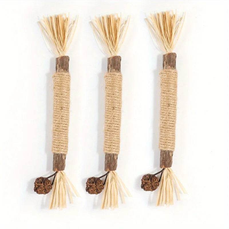 Jouets pour chats, bâton à mâcher en vigne argentée, Polygonum Kitty, herbe de raphia, fournitures pour animaux de compagnie, bâton de nettoyage des dents, morsure d'animal de compagnie, jouet pour chat, corde de chanvre, 1 pièce - Animaleriex