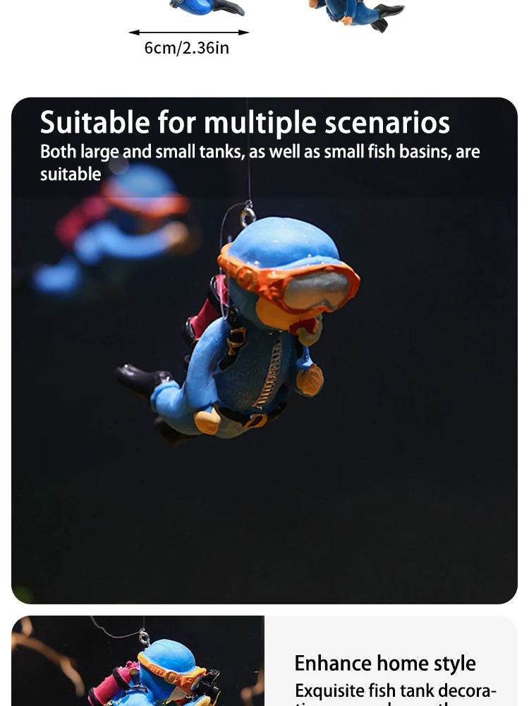 Ornement d'aquarium de plongée flottant – Décoration de plongeur sous-marin réaliste pour aquarium, ajoute du plaisir et du style à votre configuration aquatique. - Animaleriex
