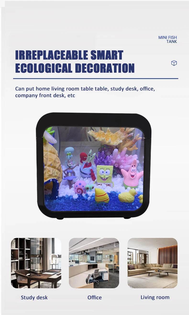 Transparent petit Aquarium créatif lumière LED Aquarium poissons blocs de construction isolé boîte réservoir pour reproduire l'alimentation Betta poisson rouge - Animaleriex