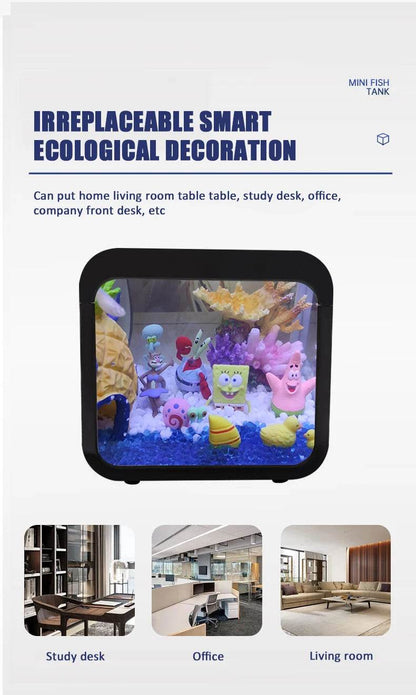 Transparent petit Aquarium créatif lumière LED Aquarium poissons blocs de construction isolé boîte réservoir pour reproduire l'alimentation Betta poisson rouge - Animaleriex