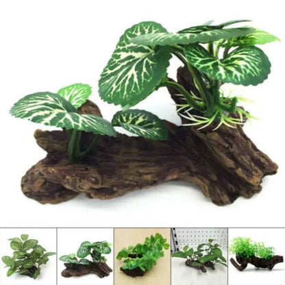 Tronc d'arbre de tortue artificiel en plastique, bois flotté, Aquarium, réservoir de poissons, cylindre de Reptile, fabrication de racines, plante, décoration en bois, ornement - Animaleriex
