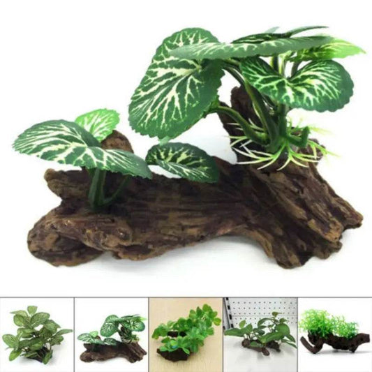 Tronc d'arbre de tortue artificiel en plastique, bois flotté, Aquarium, réservoir de poissons, cylindre de Reptile, fabrication de racines, plante, décoration en bois, ornement - Animaleriex