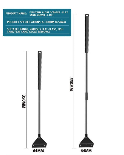 Outil de nettoyage d'aquarium, outil de nettoyage d'aquarium, élimination du sable plat et des algues, grattoir d'élimination des algues en verre à double usage avec 5 lames - Animaleriex