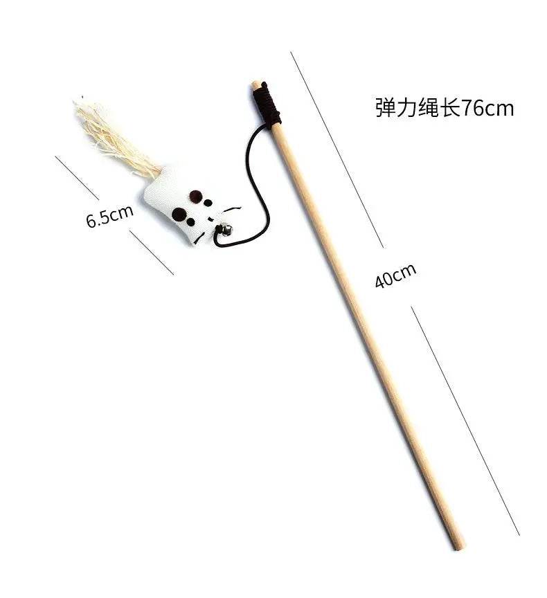 1PC Teaser plume jouets chaton drôle coloré tige chat baguette jouets bois animal chat jouets interactif bâton animal chat fournitures - Animaleriex