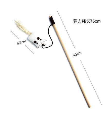 1PC Teaser plume jouets chaton drôle coloré tige chat baguette jouets bois animal chat jouets interactif bâton animal chat fournitures - Animaleriex