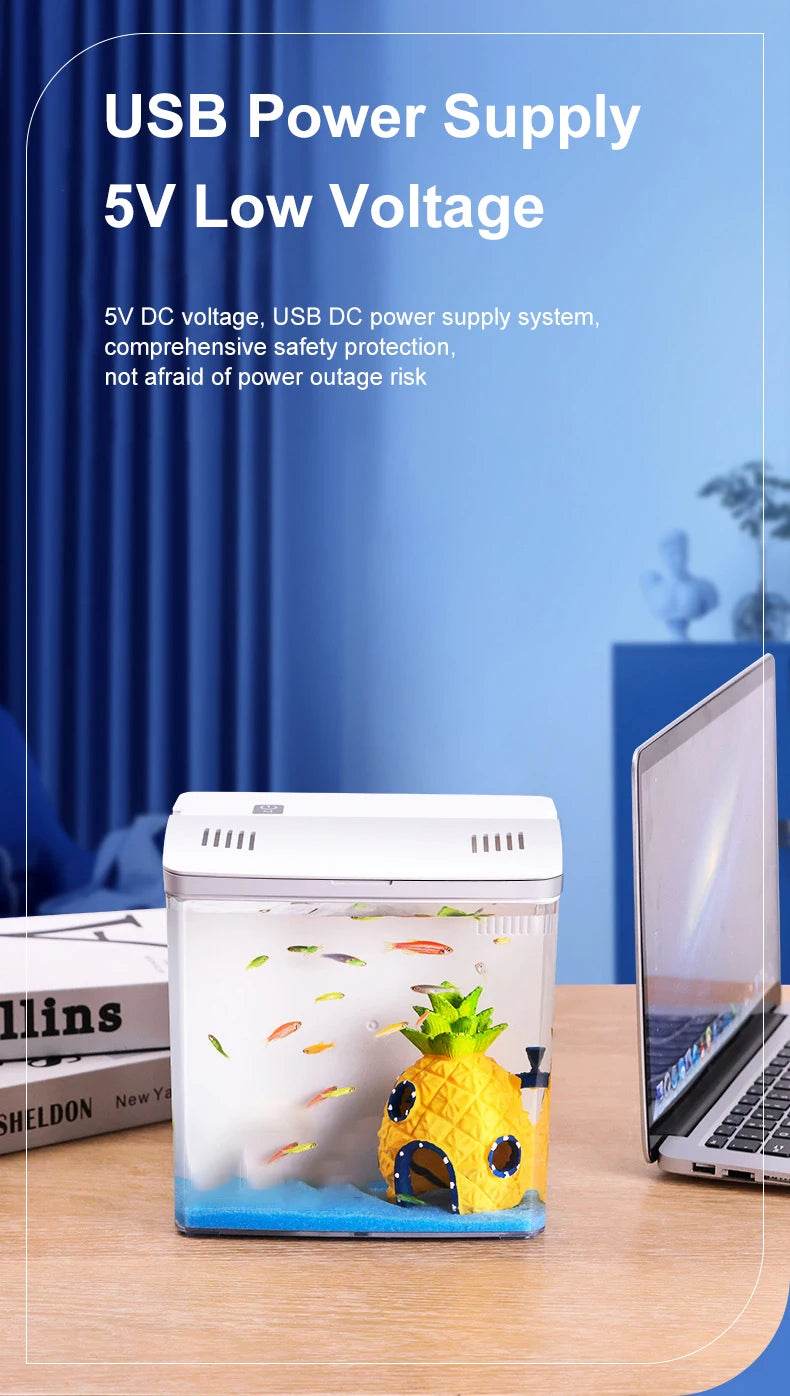 Réservoir de poissons de salon, petit mini réservoir Douyu, réservoir écologique de table domestique, filtre arrière à circulation automatique, réservoir de poissons rouges - Animaleriex