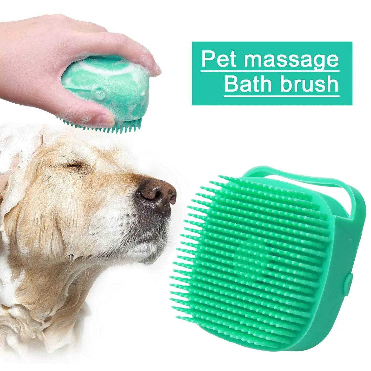 Brosse à shampoing pour chien, 2.7oz, 80ml, peigne de Massage pour chat, épurateur de toilettage pour le bain, cheveux courts, caoutchouc de Silicone souple - Animaleriex