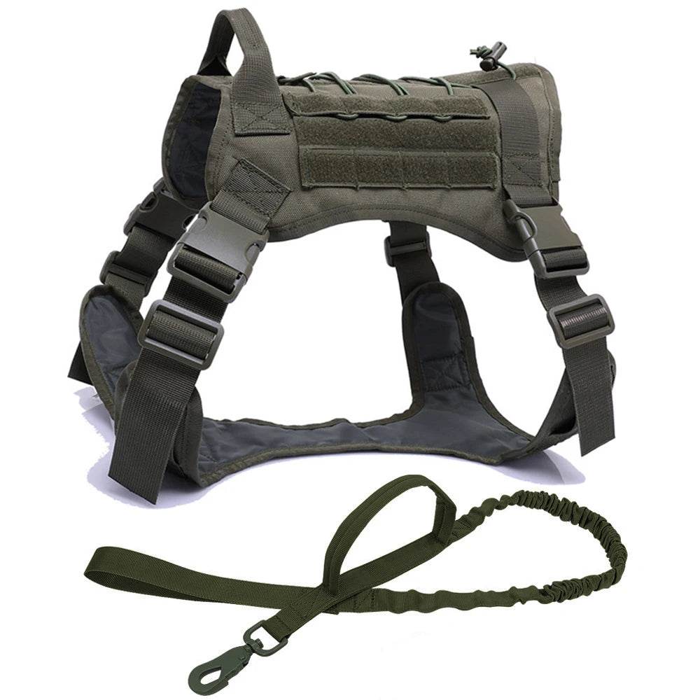 Harnais tactique pour chien, gilet d'entraînement pour animaux de compagnie, harnais militaire pour chien, collier de laisse pour petits, moyens et grands chiens, marche et chasse - Animaleriex