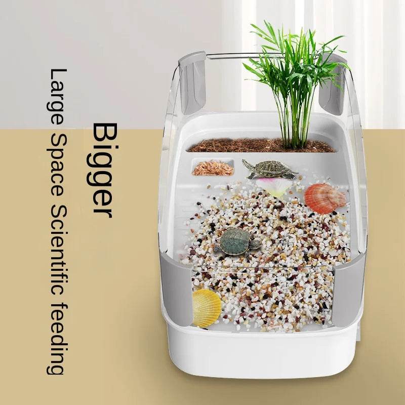 Réservoir de tortues en plastique transparent, avec zones pour la reproduction, l'alimentation, la natation, l'enclos intérieur, Cage pour tortues d'eau, habitat pour reptiles - Animaleriex
