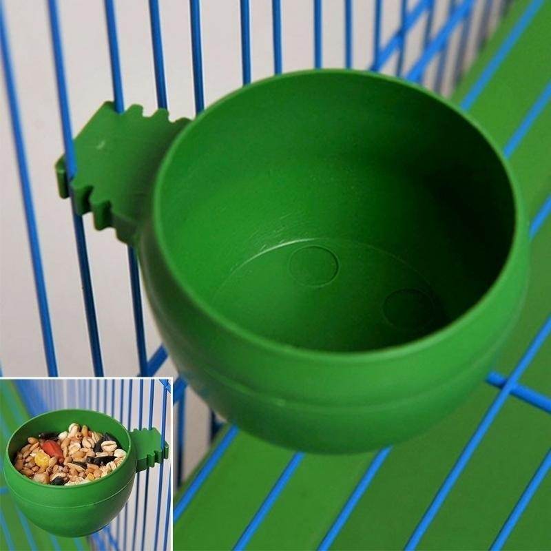 Mini bol d'eau et de nourriture en plastique vert pour perroquets, 3 pièces/ensemble, mangeoire en plastique pour oiseaux, Pigeons, Cage, tasse de sable, outil d'alimentation, accessoire - Animaleriex