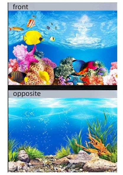 Autocollant 3D de fond d'aquarium, affiche de décoration d'aquarium, plantes d'océan, paysage Double face, accessoires d'ornement d'aquarium - Animaleriex