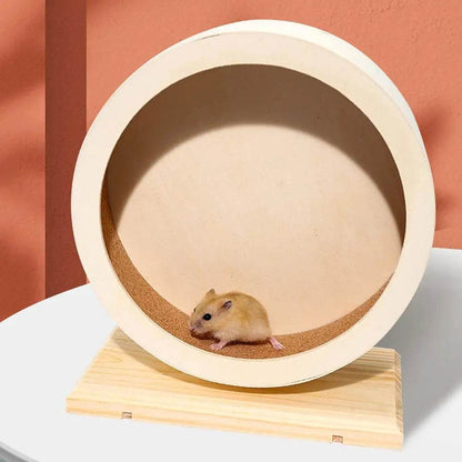 Roue de course pour Hamster, ours doré, support de ceinture en bois muet avec coussin en liège, rouleau de sport, ours doré, aménagement paysager, fournitures pour animaux de compagnie - Animaleriex